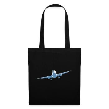 Flugzeug - Stoffbeutel - Schwarz - Vorne