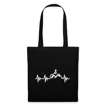 Ski Skiing Mountains Mountains Heartbeat - Tote Bag - black - Front