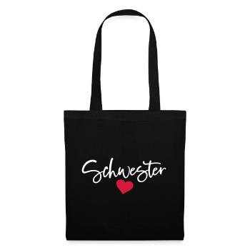 Beste Schwester Herz Schwestern Schwesterherz sis - Stoffbeutel - Schwarz - Vorne