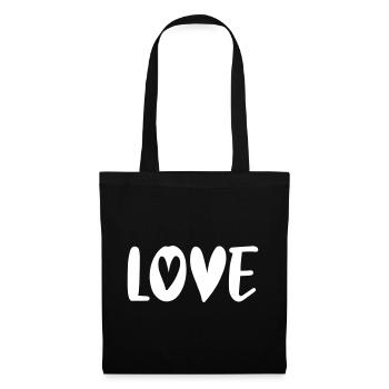 Love Heart White Handwriting Valentine's Day Love Couple - Tote Bag - black - Front