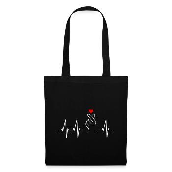 K-pop Saranghae Finger Signe Kpop Finger Heart - Sac en tissu - noir - Devant