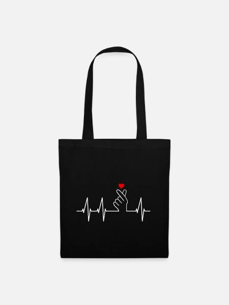 K-pop Saranghae Finger Signe Kpop Finger Heart - Sac en tissu - noir