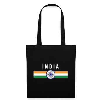 Inde - drapeau et armoiries - Sac en tissu - noir - Devant