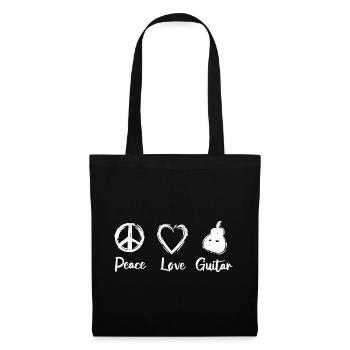 Guitare Peace Love - Sac en tissu - noir - Devant