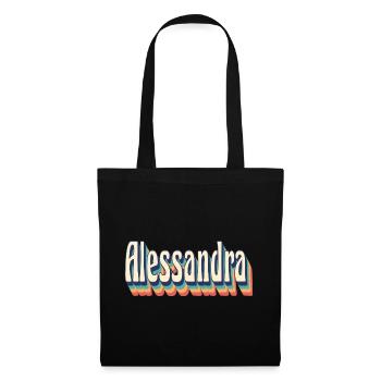 Alessandra T-Shirt Retro Vintage T-Shirt Geschenk - Stoffbeutel - Schwarz - Vorne