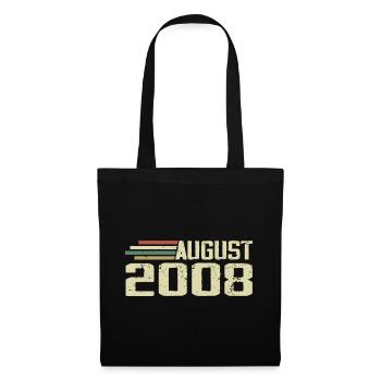 Né en août 2008 Anniversaire Millésime août 2008 - Sac en tissu - noir - Devant