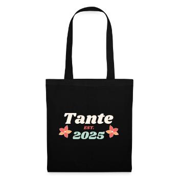 Tante Est 2025 Ich werde Tante Retro Style - Stoffbeutel - Schwarz - Vorne
