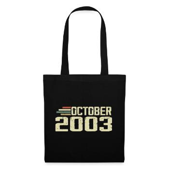 October 2003 - Geburtstag im Oktober 2003 - Stoffbeutel - Schwarz - Vorne