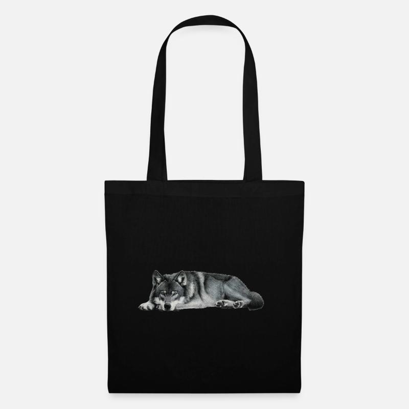 loup - Sac en tissu - noir