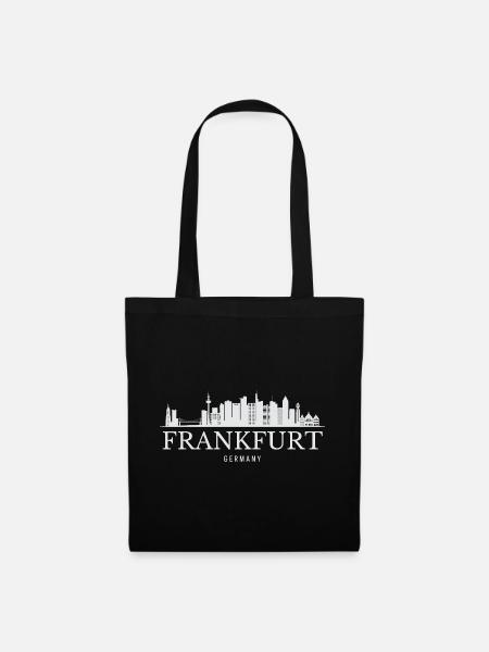 Frankfurter Skyline, Frankfurt Deutschland - Stoffbeutel - Schwarz