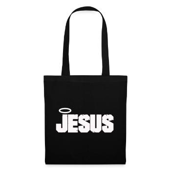 Jesus Schriftzug mit Heiligenschein - Stoffbeutel - Schwarz - Vorne
