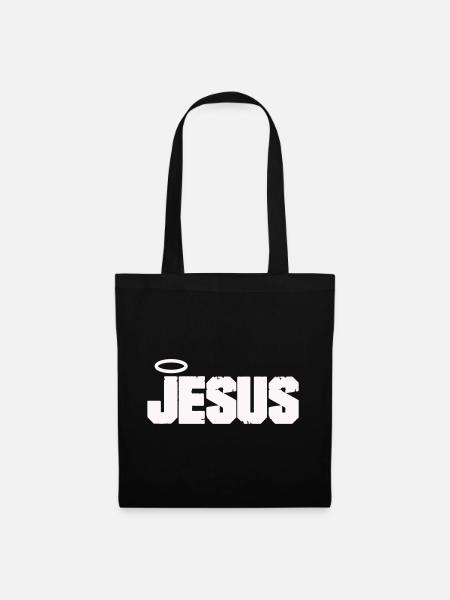 Jesus Schriftzug mit Heiligenschein - Stoffbeutel - Schwarz