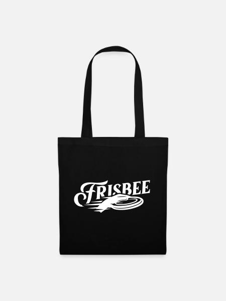 Frisbee Wurfscheibe Schriftzug Weiß - Stoffbeutel - Schwarz