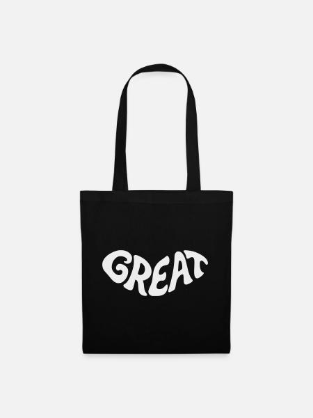 Great, Großartig Bubbel-Wortdesign - Stoffbeutel - Schwarz
