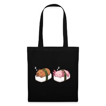 Kawaii Sushi Capybara & Axolotl Cute Sleeping - Tote Bag - black - Front