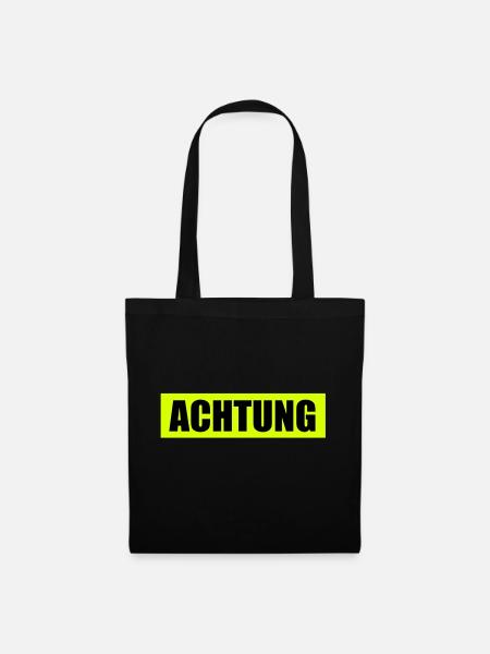 Achtung - Attention - Stoffbeutel - Schwarz