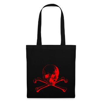 Crâne et os croisés en rouge - Sac en tissu - noir - Devant