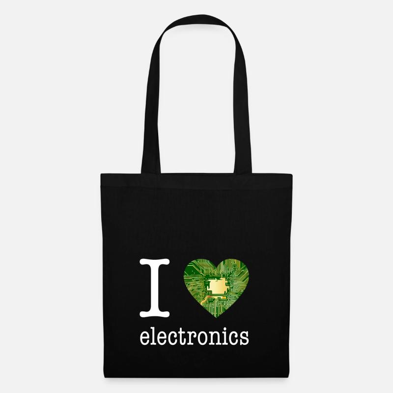 I love Electronics - électronique / idée cadeau - Sac en tissu - noir
