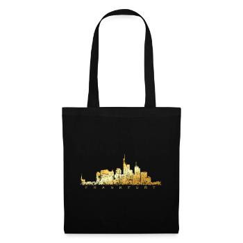 Frankfurter Skyline (Vintage Goldgelb) Frankfurt - Stoffbeutel - Schwarz - Vorne