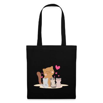 Chat de mère avec ses chatons avec tant d’amour ! - Sac en tissu - noir - Devant