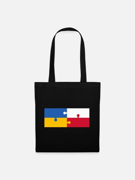 Ukraine Polen Flagge Puzzle - Stoffbeutel - Schwarz