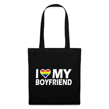 I love my boyfriend - Sac en tissu - noir - Devant