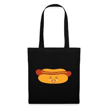 Kawaii Hot dog Saucisse Kawaii nourriture Kawaii Autocollant - Sac en tissu - noir - Devant