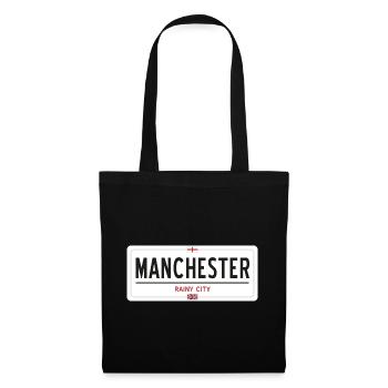 Ortsschild von Manchester - Stoffbeutel - Schwarz - Vorne