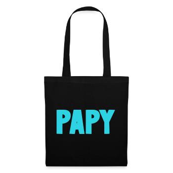 PAPY. FÊTE DES PÈRES. BONNE FÊTE PAPY. JE T'AIME. - Sac en tissu - noir - Devant