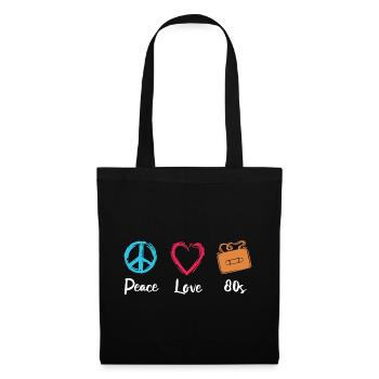 Peace Love 80s - Stoffbeutel - Schwarz - Vorne