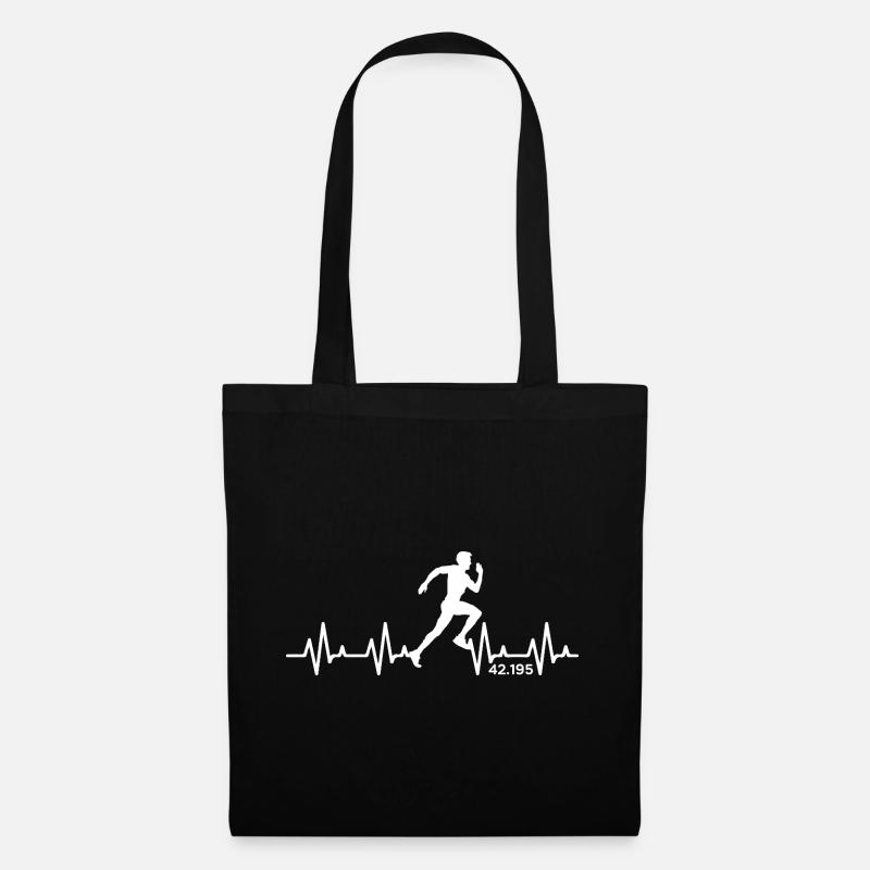 Marathon 42.195 Heartbeat Pulse Running Runner - Tote Bag - black