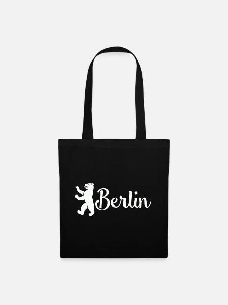 Berlin Bär Logo Schriftzug - Stoffbeutel - Schwarz