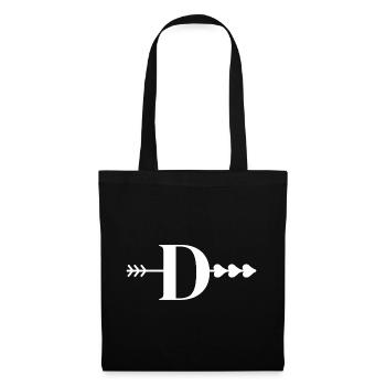 Lettre d flèche cœur - Sac en tissu - noir - Devant