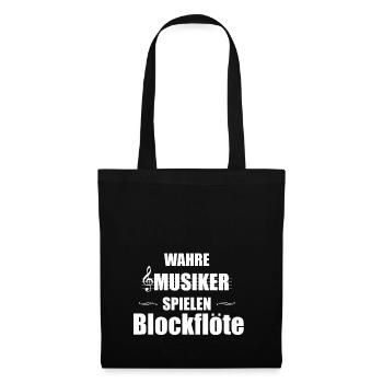 Blockflöte Instrument Geschenk - Stoffbeutel - Schwarz - Vorne