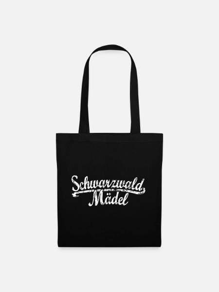 Schwarzwald Mädel Classic (Vintage/Weiß) - Stoffbeutel - Schwarz
