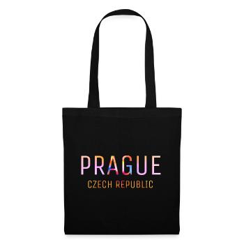 Prague - République tchèque - langue anglaise - Sac en tissu - noir - Devant