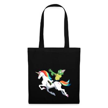Happy Halloween Einhorn Zombie lustig Geschenk - Stoffbeutel - Schwarz - Vorne