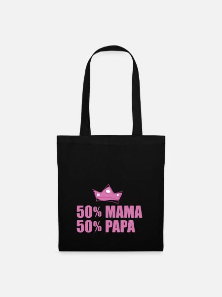 50% Mama 50 % Papa - Geburtstag - Bday|Tolles T-Sh - Stoffbeutel - Schwarz
