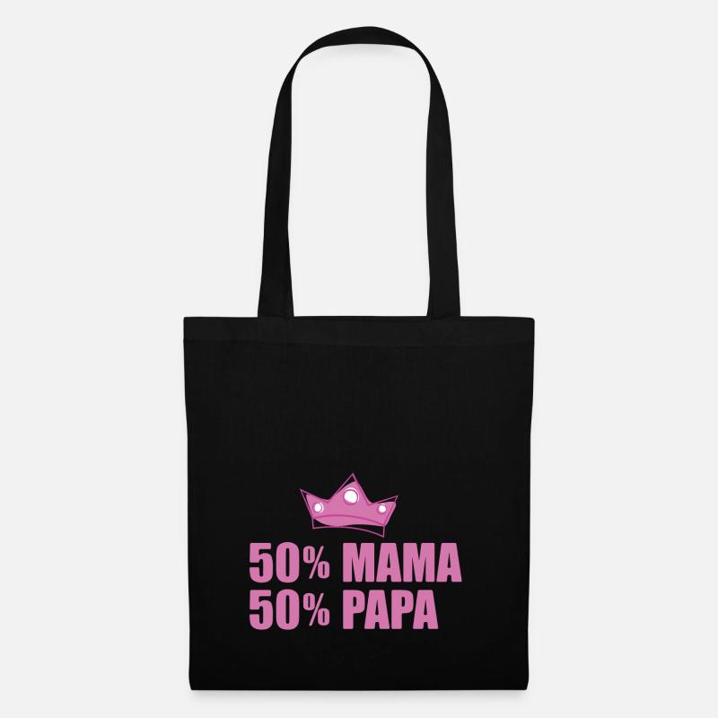 50% Mama 50 % Papa - Geburtstag - Bday|Tolles T-Sh - Stoffbeutel - Schwarz