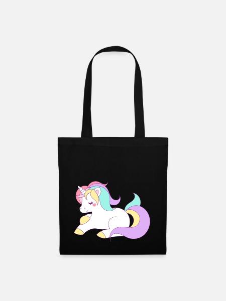 süßes Einhorn Pferd Pony Regenbogen - Stoffbeutel - Schwarz