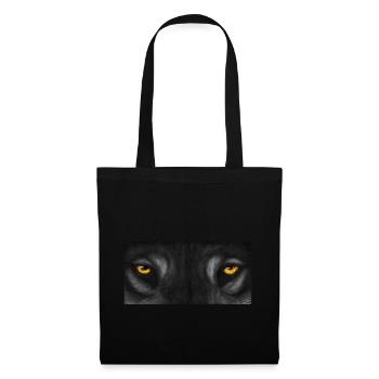 Wolf Eye's - yellow with gray fur - Tote Bag - black - Front