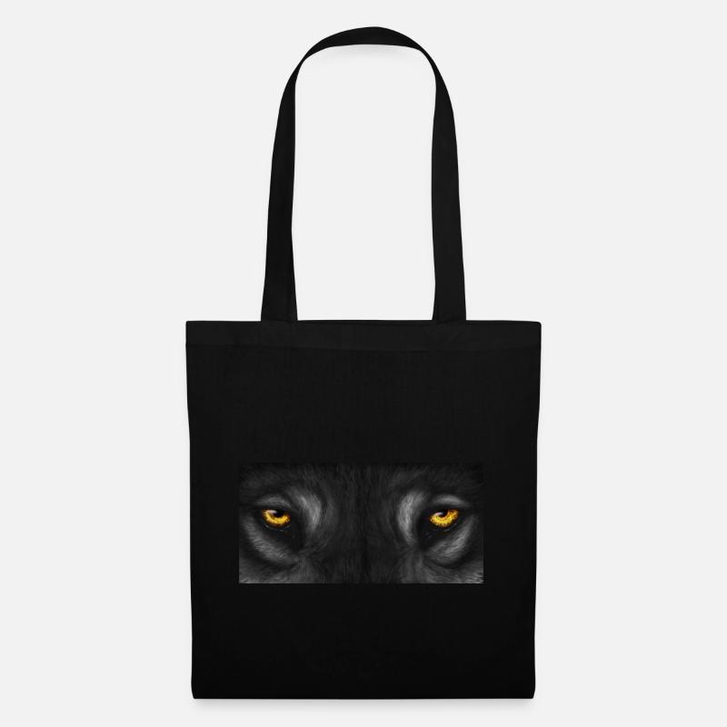 Wolf Eye's - jaune avec fourrure grise - Sac en tissu - noir