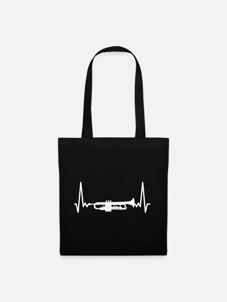 Trompete Herzschlag EKG Trompeter Blasinstrument - Stoffbeutel - Schwarz