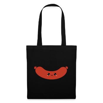 cute smiling sausage, douces sourires saucisses - Sac en tissu - noir - Devant