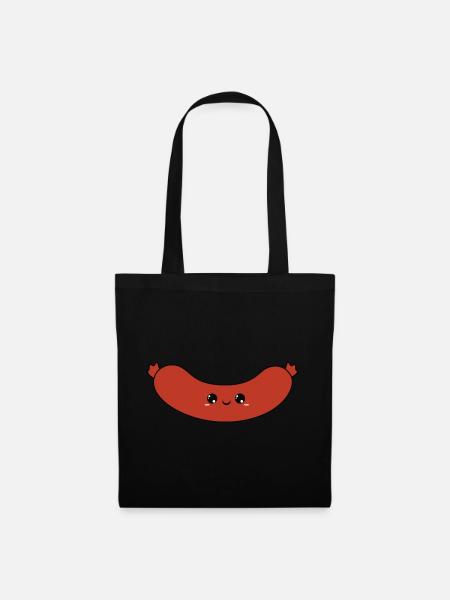 cute smiling sausage, süße lächelnde wurst - Stoffbeutel - Schwarz
