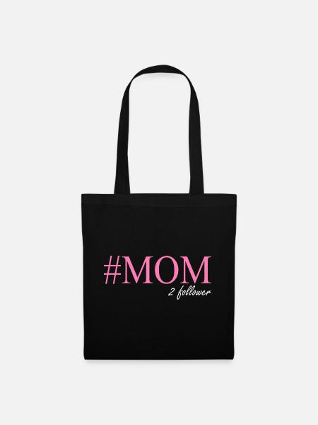 Mom 2 Follower Lustiger Spruch für Zwillings Mama - Stoffbeutel - Schwarz