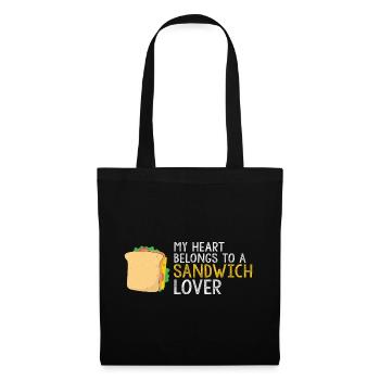 Mein Herz gehört Sandwich Liebhaber Geschenk - Stoffbeutel - Schwarz - Vorne