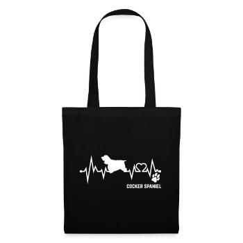 Cocker Spaniel Heartbeat Pulse ECG Cadeau pour chien - Sac en tissu - noir - Devant