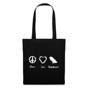 Peace Love Skateboard - Stoffbeutel - Schwarz - Vorne
