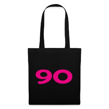 90. 90 ANS. 90e ANNIVERSAIRE. ANNIVERSAIRE 90 ANS. - Sac en tissu - noir - Devant